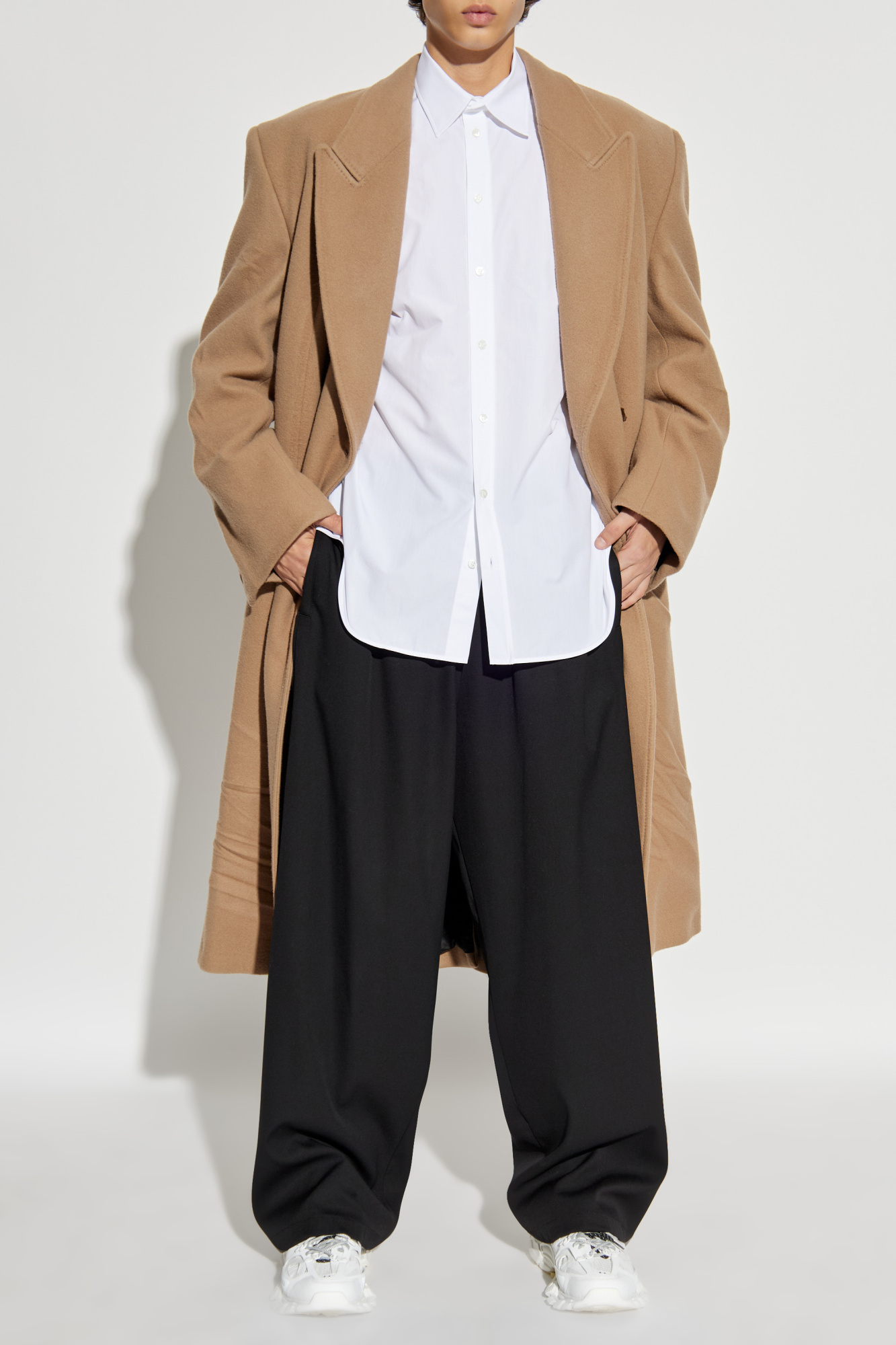 Beige Long wool coat Balenciaga - Vitkac Romania